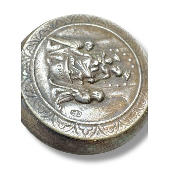 Antique Late 1800s Silver Religious Locket Pendant on Sterling Chain - Picture 3 of 13